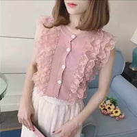 【即納】レースニットトップス♡くすみピンク