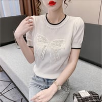 【即納】リボンパールニット♡ホワイト