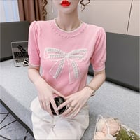 【即納】リボンパールニット♡ピンク