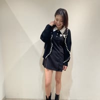【即納】ブローチ付きジャージワンピース♡ブラック
