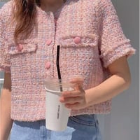【即納】ファンシーツイードジャケット♡ピンク