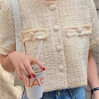 【即納】ファンシーツイードジャケット♡ベージュ