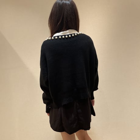 【即納】ブローチ付きジャージワンピース♡ブラック