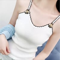 【即納】beeワッペン付きニットタンク♡ホワイト