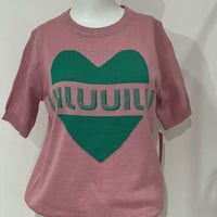 【即納】ハートラインストーンニット♡くすみピンク