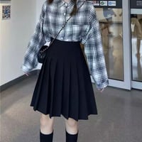 【即納】ミディアム丈プリーツスカート♡ブラック