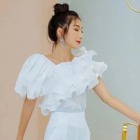 【即納】プリーツアシンメトリートップス♡ホワイト
