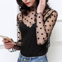 【即納】ドットパワーネットTee♡ブラックドット
