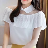 【即納】プリーツシフォンブラウス♡ホワイト