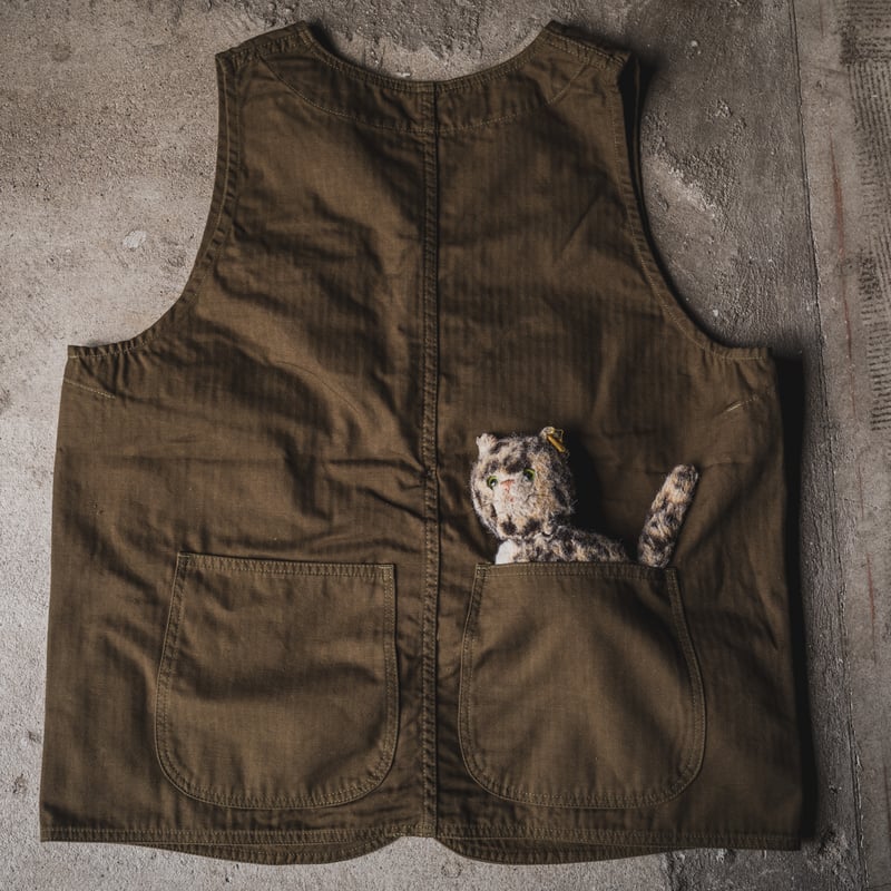 Huntsman Vest Neppy Green Herringbone | TCB jeans