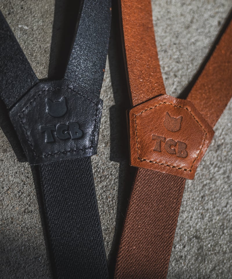 廃盤✨】TCB jeans × Moto サスペンダー ブラック TCB Leather Suspenders | TCB jeans