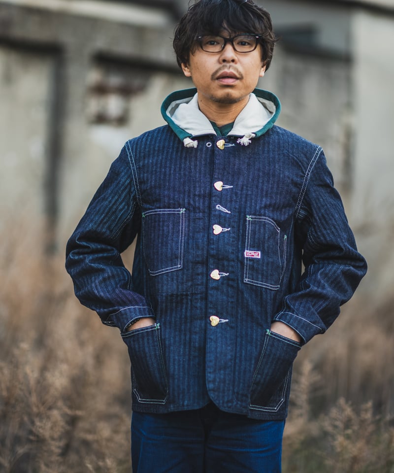 Cat A Log Chore Coat Denim Herringbone | TCB jeans