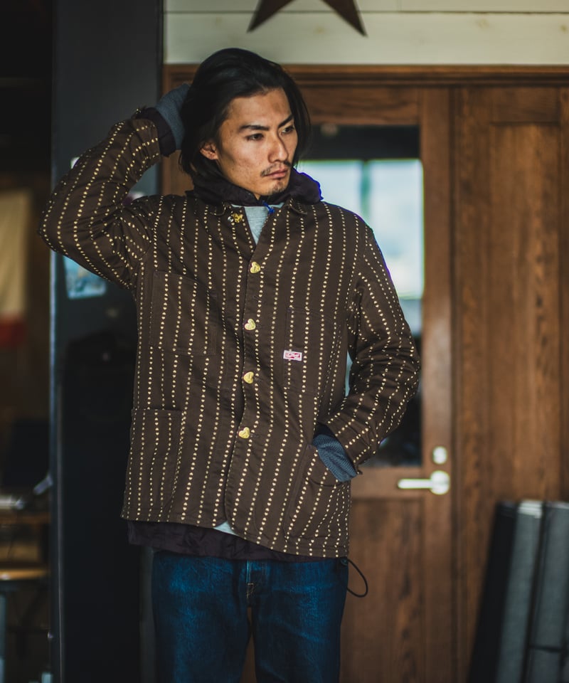 Cat A Log Chore Coat Brown Paw Stripe | TCB jeans