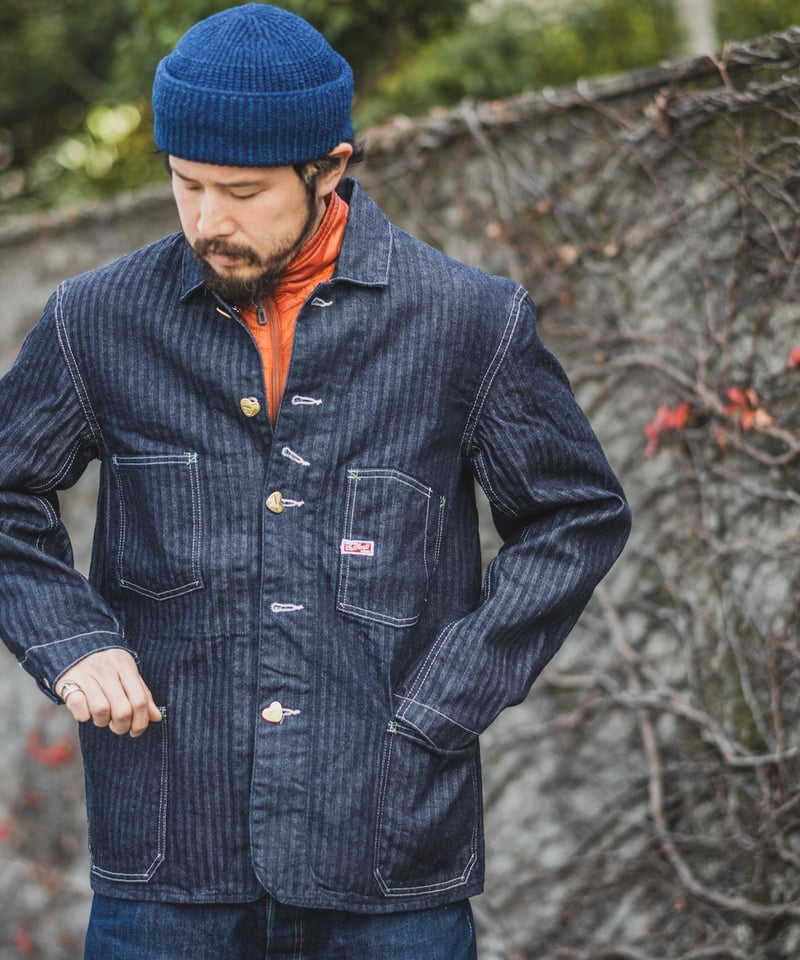 Cat A Log Chore Coat Denim Herringbone | TCB jeans