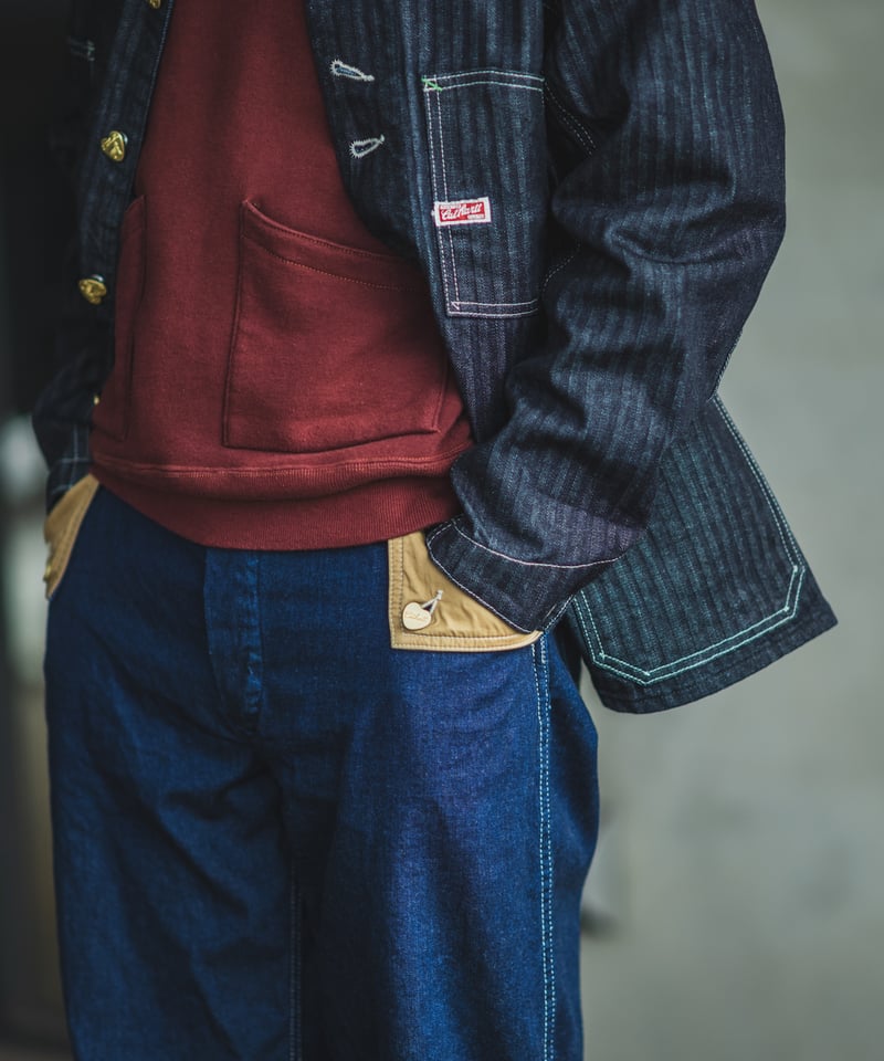 Cat A Log Chore Coat Denim Herringbone | TCB jeans