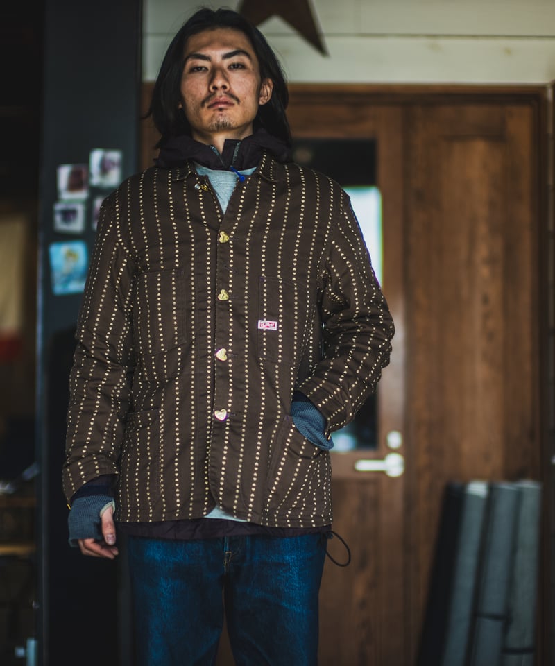 Cat A Log Chore Coat Brown Paw Stripe | TCB jeans