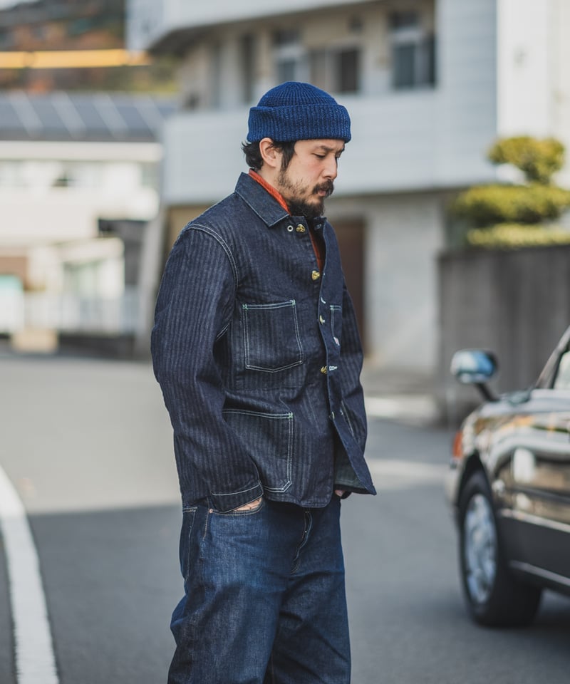 Cat A Log Chore Coat Denim Herringbone | TCB jeans