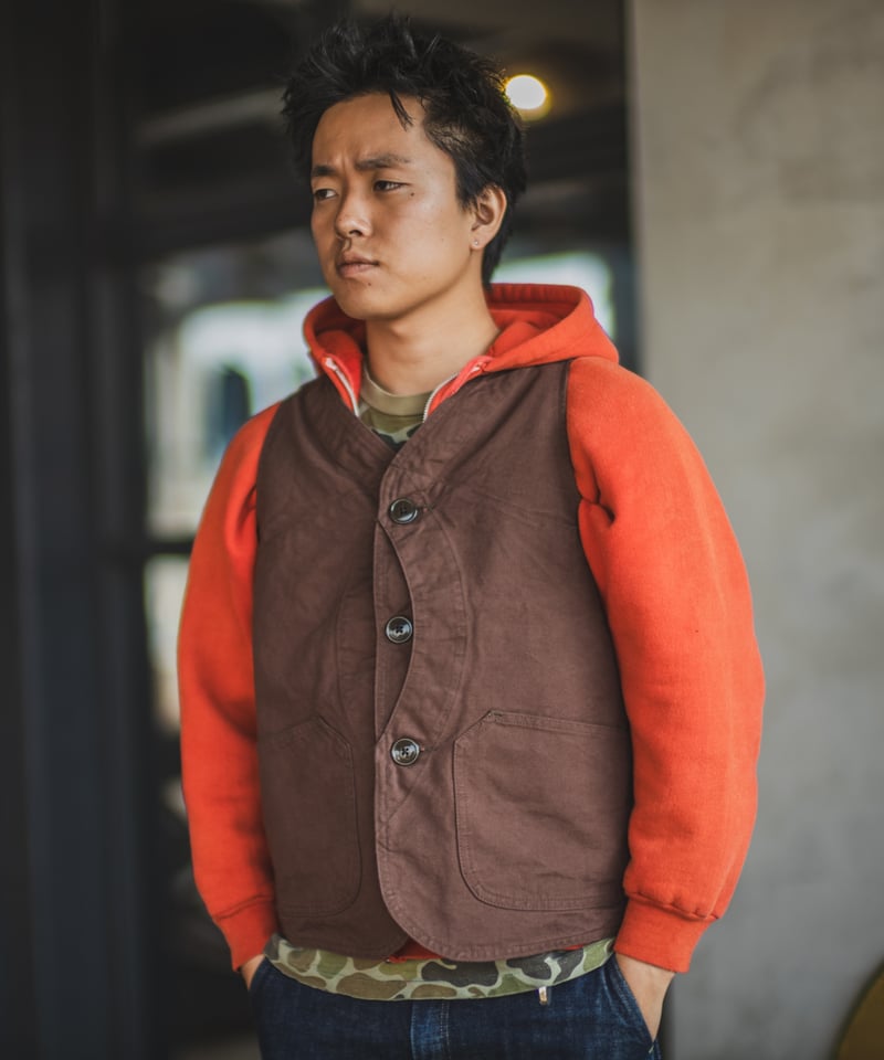 【新品未使用】TCBジーンズ Huntsman Vest ブラウンヘリンボーン Huntsman Vest Brown Duck | TCB jeans
