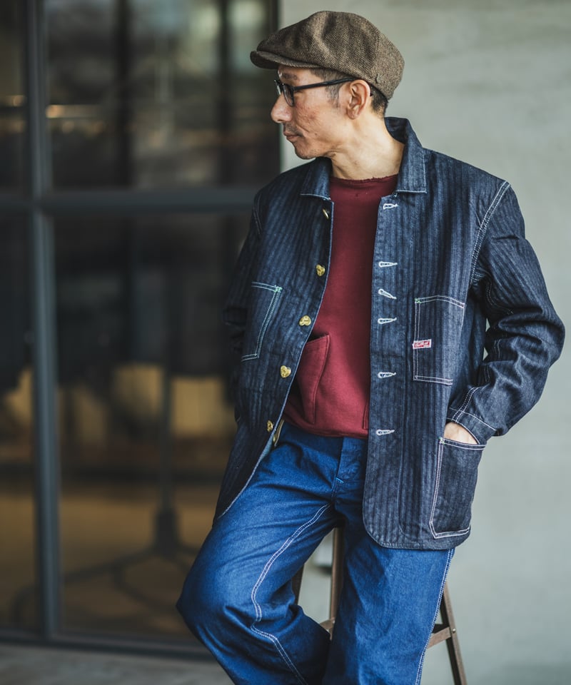 Cat A Log Chore Coat Denim Herringbone | TCB jeans