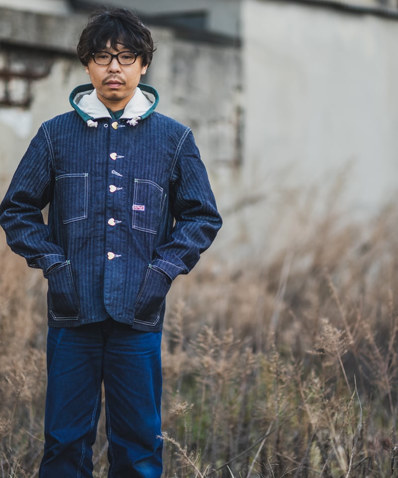Cat A Log Chore Coat Denim Herringbone | TCB jeans