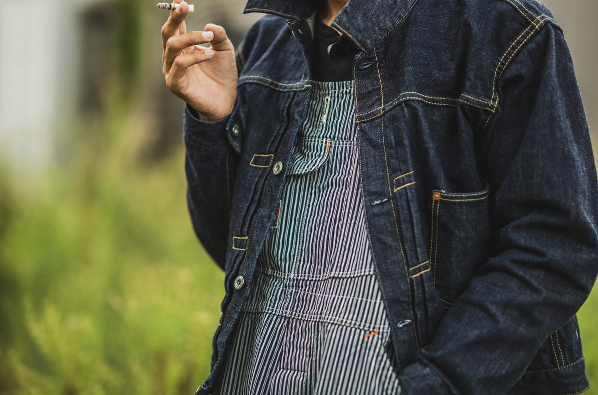 【美品】TCB jeans 40s大戦ヒッコリーカバーオール38ストライプ月桂樹 TCB カバーオール Chore Jacket ヒッコリーストライプ 34
