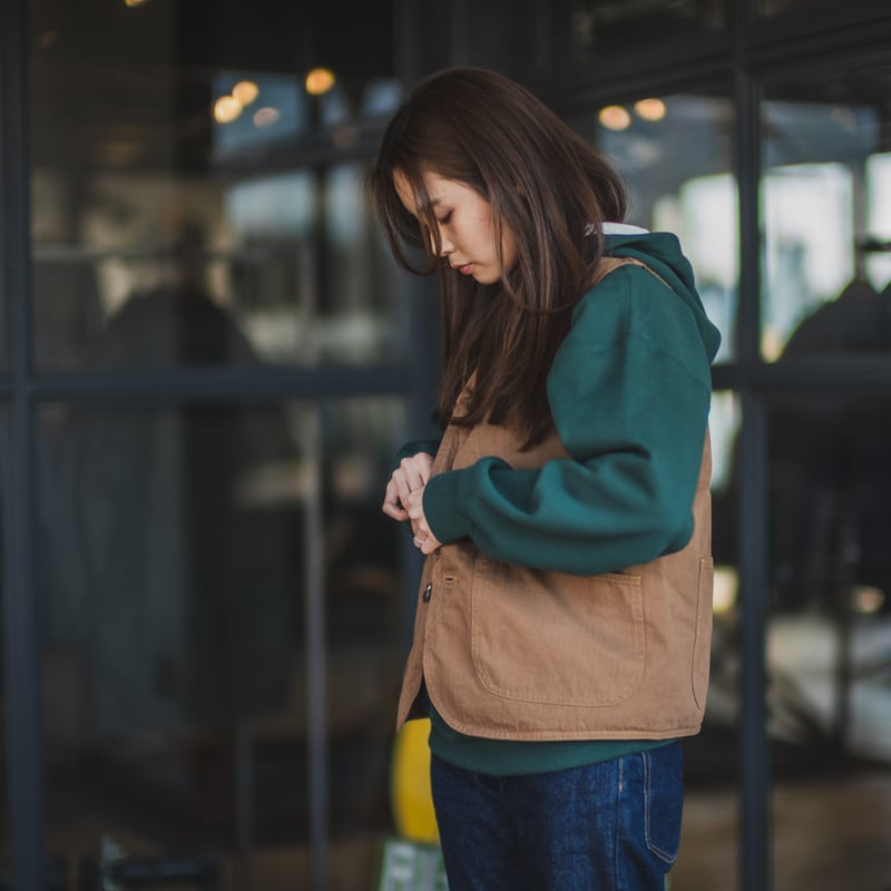 ESTNATION super140's リバー ノーカラー ベスト ブラウン ESTNATION