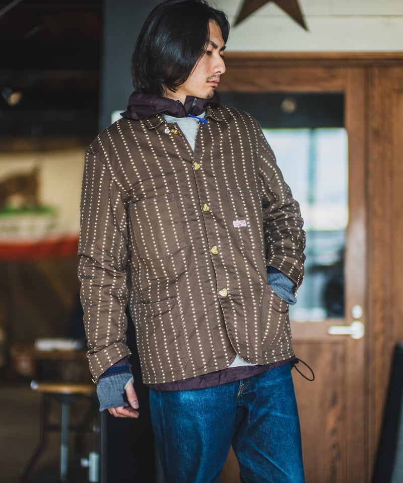 Cat A Log Chore Coat Brown Paw Stripe | TCB jeans