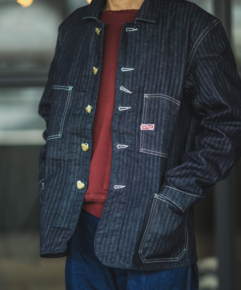 Cat A Log Chore Coat Denim Herringbone | TCB jeans