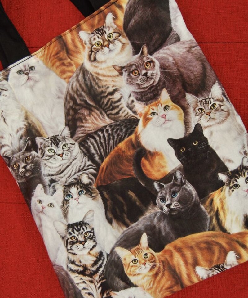 猫柄 リアルプリント 裏地付きトートバッグ | SWIVEL SLUM DIVE