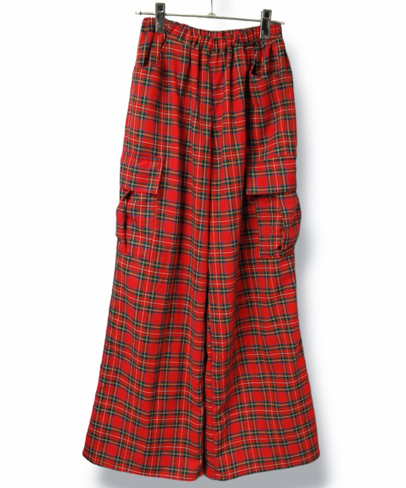 タータンチェック カーゴワイドパンツ:レッド | SWIVEL SLUM DIVE