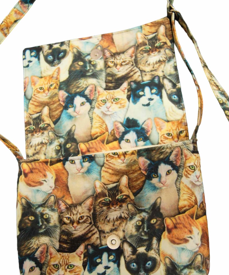 USAcotton 猫柄フラップショルダーバッグ | SWIVEL SLUM DIVE
