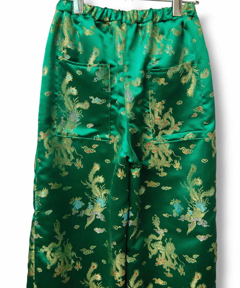 龍×鳳凰 チャイナワイドパンツ:グリーン | SWIVEL SLUM DIVE