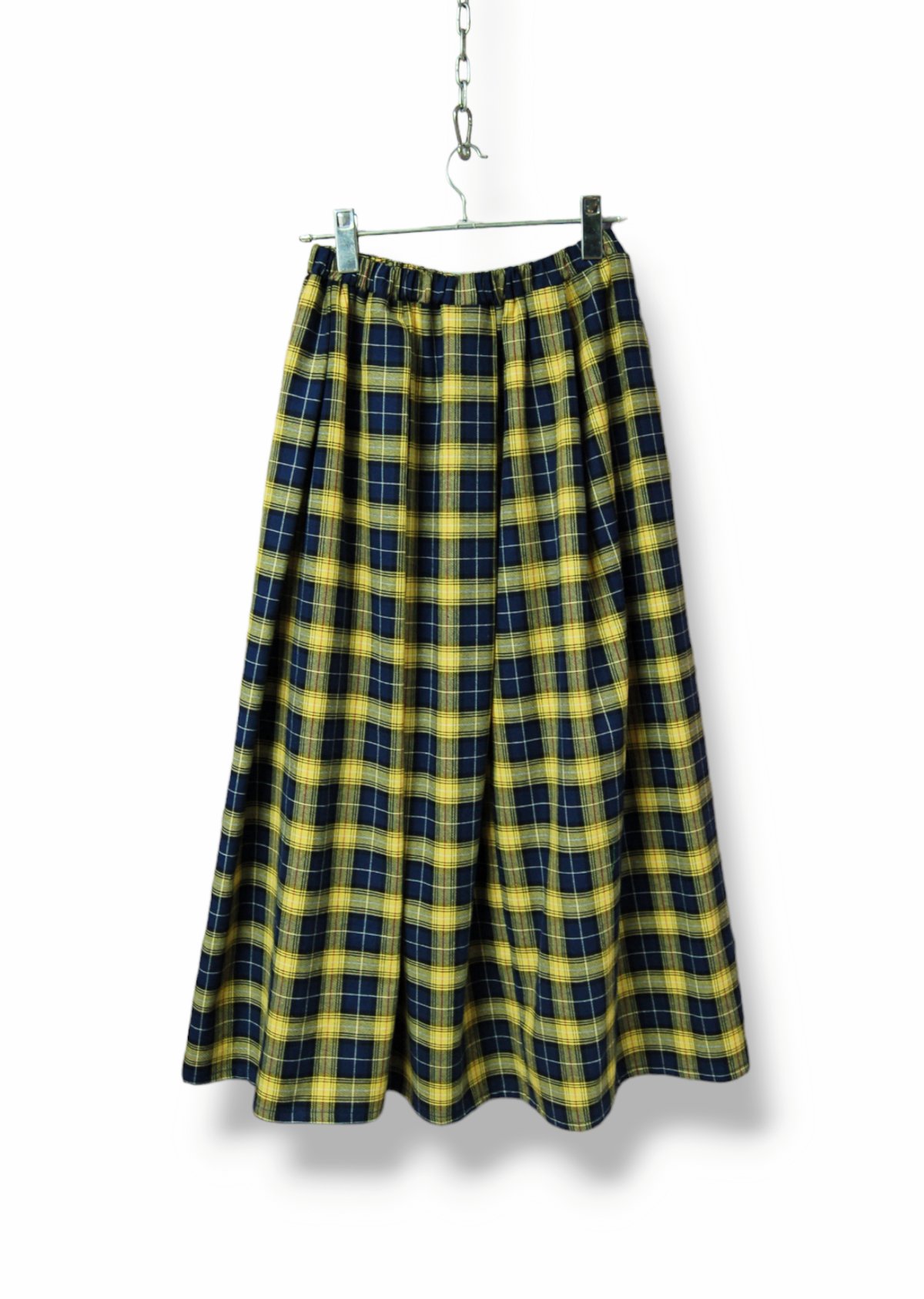 売約済み ビッグチェックスカート イエローとチャンピオン ネイビーMの  