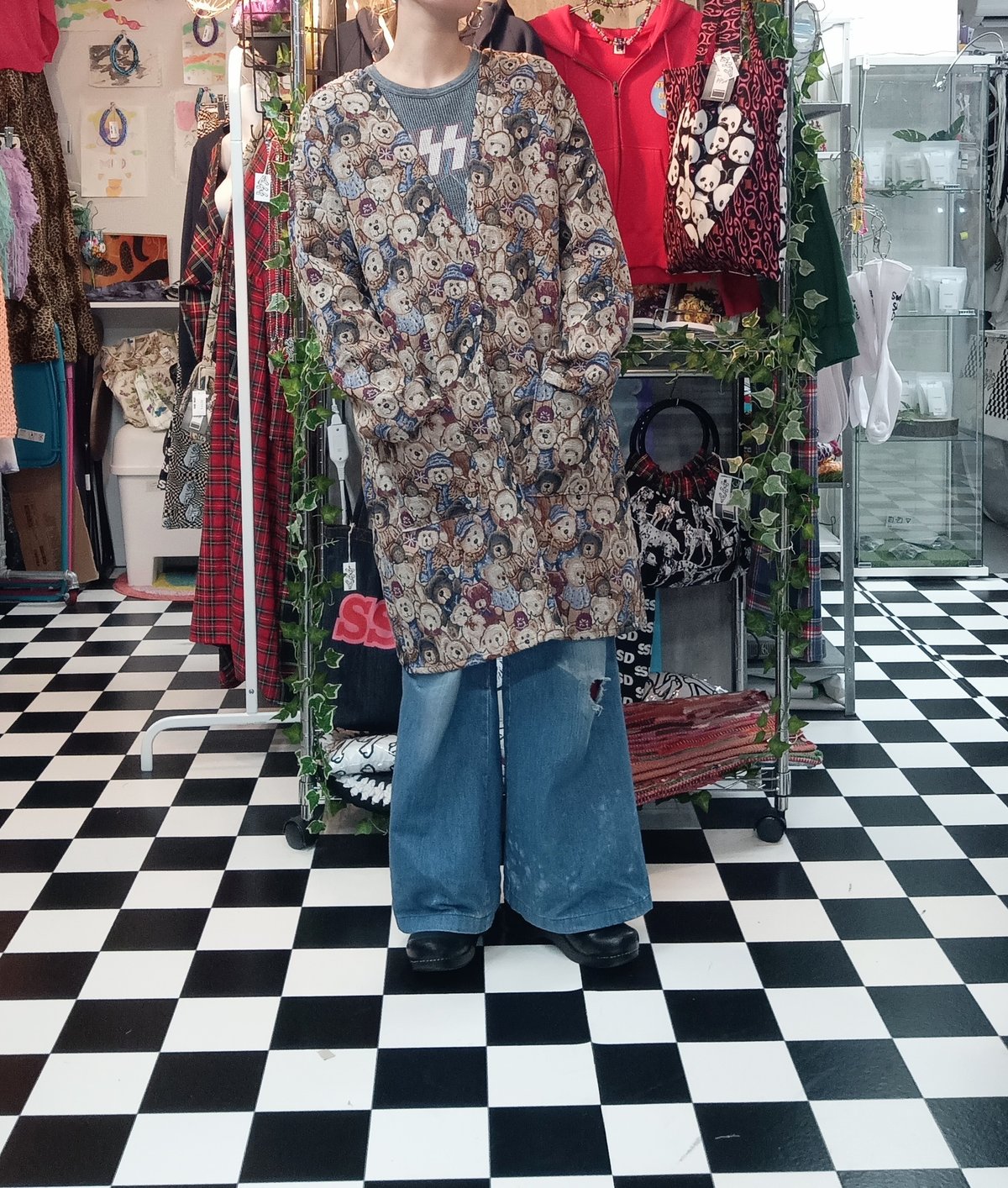 テディベア　ゴブラン織り　ロングガウンジャケット fit=scale-down,w=1200