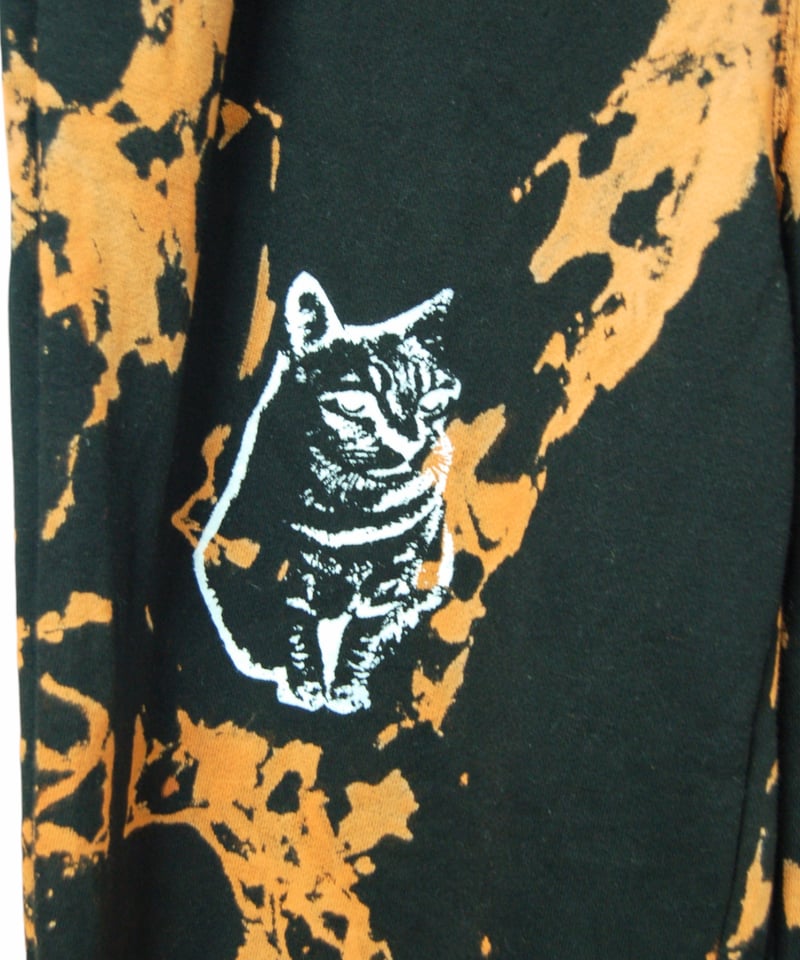 カタリスト タイダイ染め スウェットパンツ 裾ジップ 1 ブラック/オレンジ ssd cat タイダイブリーチ染め スウェットパンツ | SWIVEL SLUM DIVE