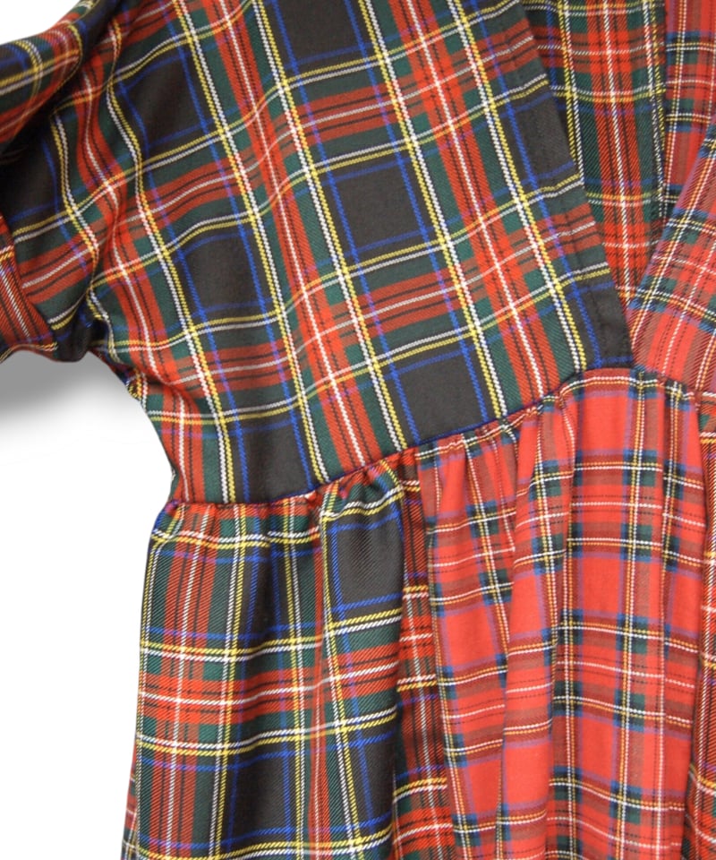 スコットランドチェック　ワンピース タータンチェック ミックスVネック ロングワンピース | SWIVEL SLUM DIVE