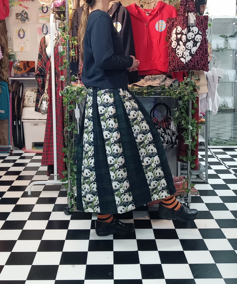 リアルパンダ×ブラックウォッチ ミックスフレアプリーツロング リアルパンダ×ブラックウォッチ ミックスフレアプリーツロング
