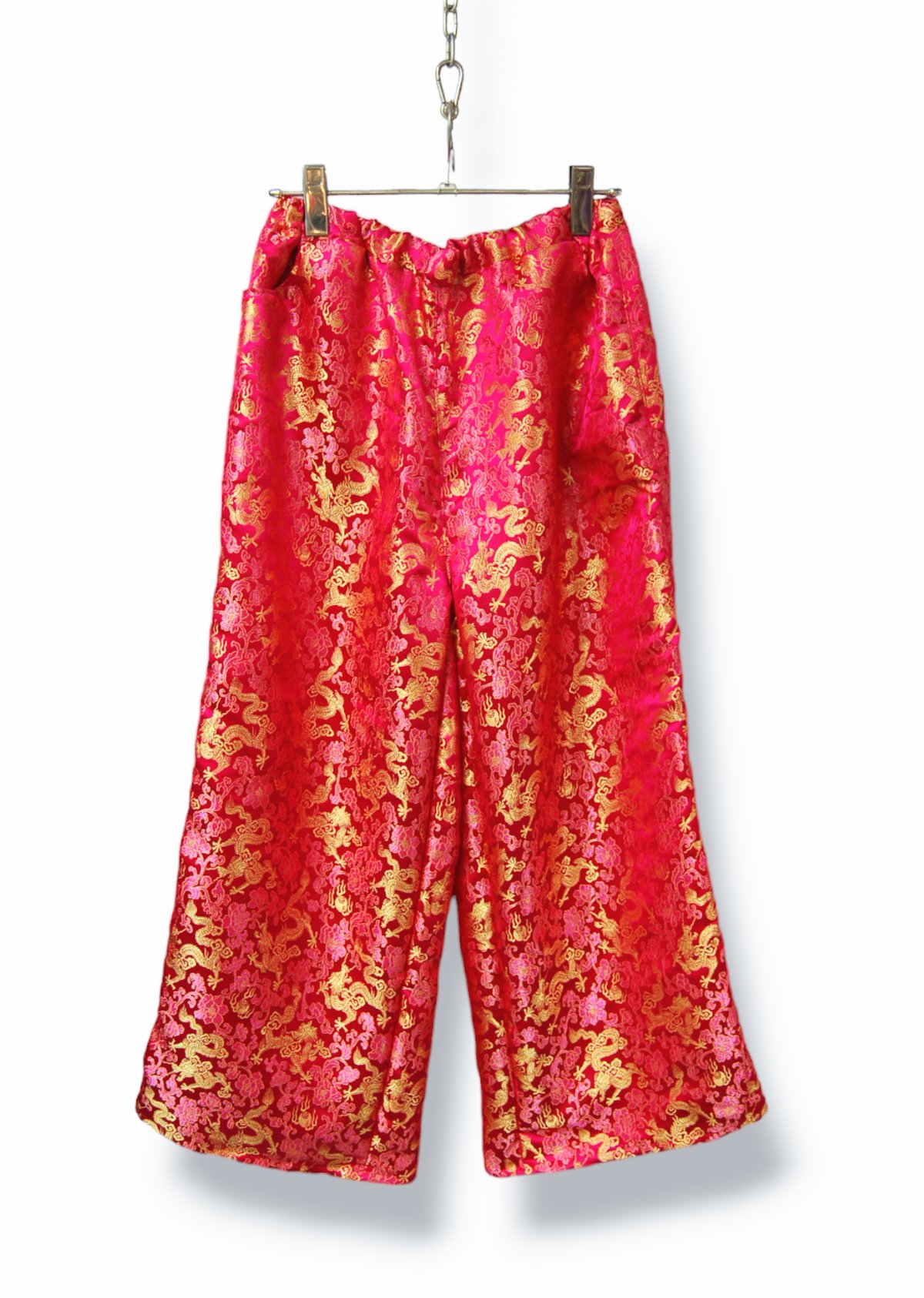 龍 チャイナワイドパンツ:ピンク×ゴールド | SWIVEL SLUM DIVE 