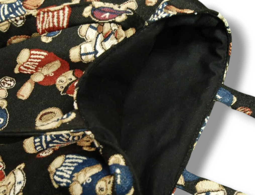 ゴブラン織 テディベア柄 トートバッグ:ブラック | SWIVEL SLUM DIVE