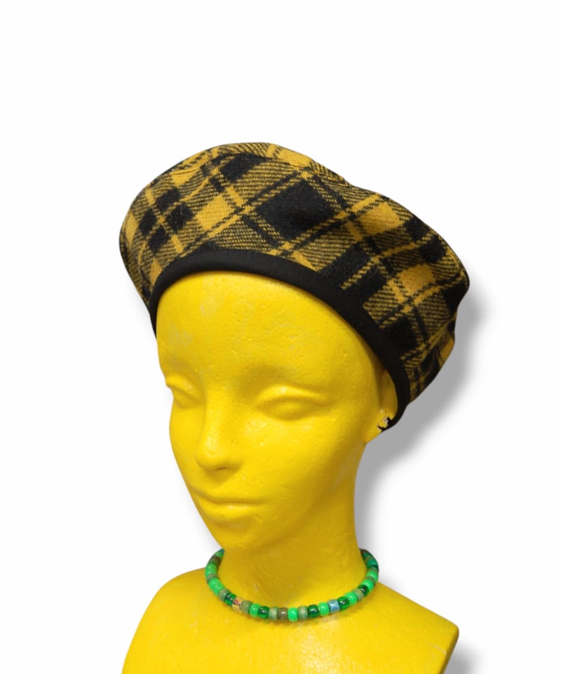 ウールブレンド タータンチェック ベレー帽:yellow | SWIVEL