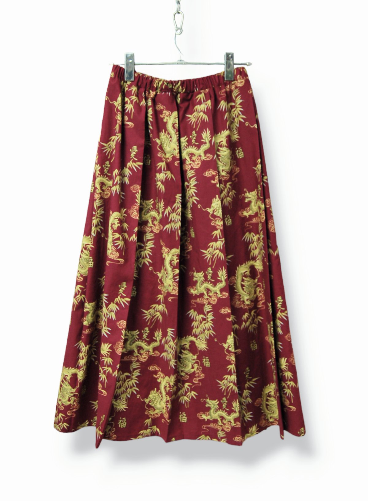 龍 福×愛 フレアプリーツロングスカート:ワインレッド | SWIVEL SLUM DIVE 