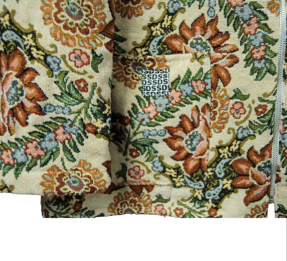 激レア シンクビー ノーカラージャケット　ゴブラン織り 花柄　11号　ビーズ 花柄ゴブラン織り ノーカラージャケット | SWIVEL SLUM DIVE