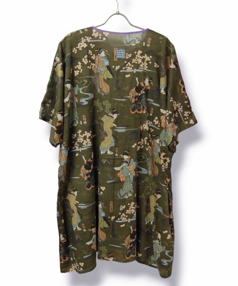 SOU-SOU♡和柄 花柄♡リネン♡ワンピース ♡オリーブグリーン♡ SOU-