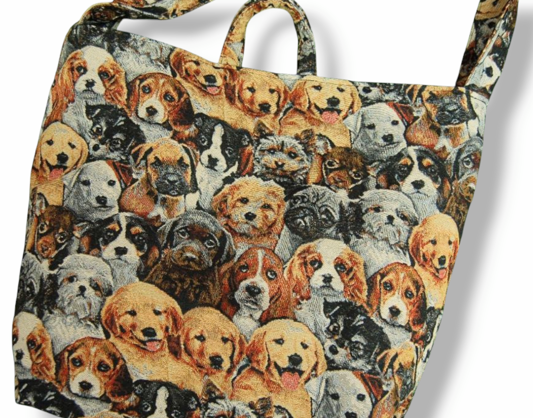 【専用】ハンドメイド2wayバッグ 雪の日の訪問者 犬 猫 ゴブラン織り 犬柄ゴブラン織 ワンショルダートートバッグ | SWIVEL SLUM DIVE