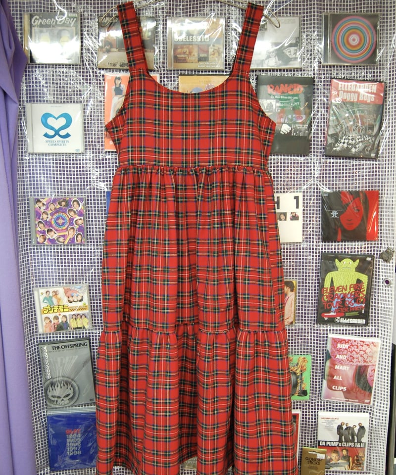 タータンチェック ティアードロングワンピース：レッド | SWIVEL SLUM DIVE