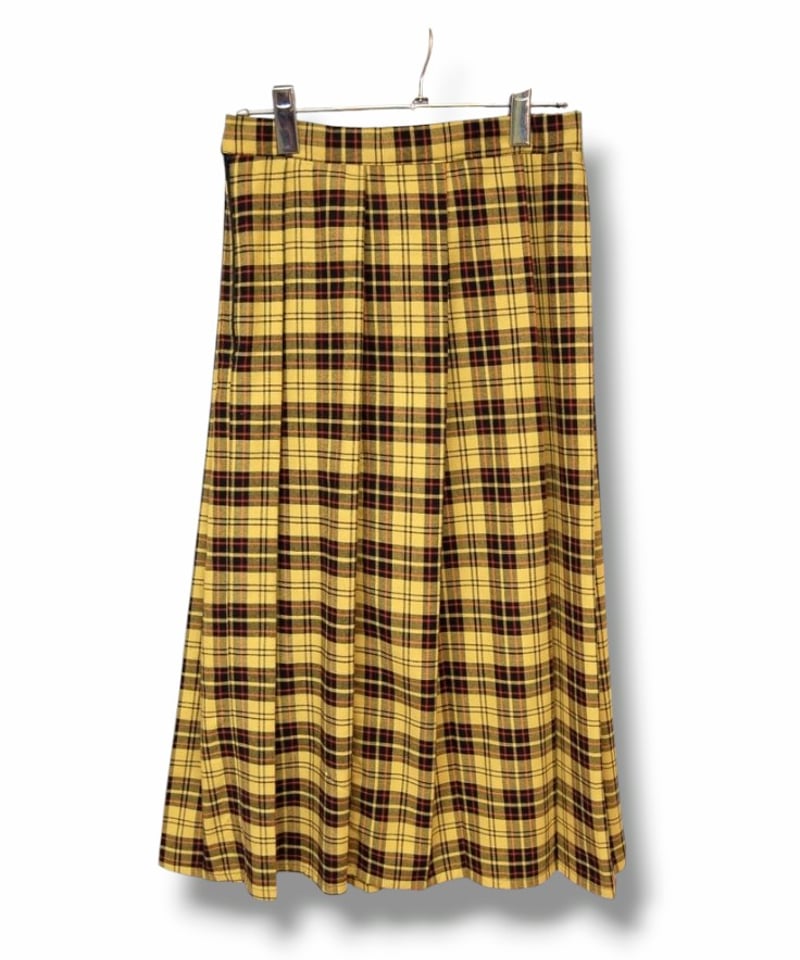 タータンチェックフレアプリーツスカート:イエロー | SWIVEL SLUM DIVE