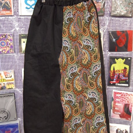 デニム×ゴブラン織ペイズリー柄　前スリットロングスカート