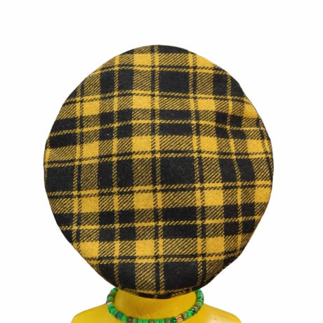 ウールブレンド　タータンチェック　ベレー帽:yellow