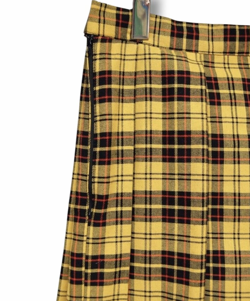 タータンチェックフレアプリーツスカート:イエロー | SWIVEL SLUM DIVE