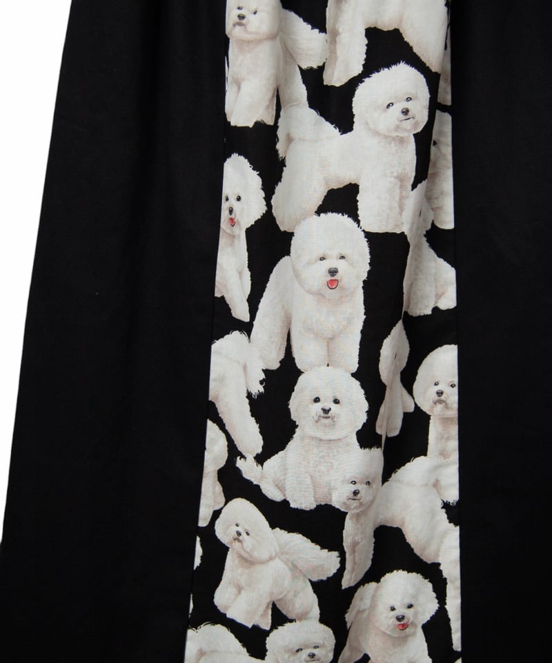 ビションフリーゼ 犬柄×ブラックミックス 裾プリーツスカート | SWIVEL